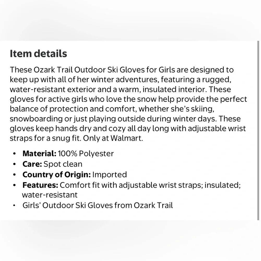 Ozark Trail Kids Lilac and Black Winter Gloves